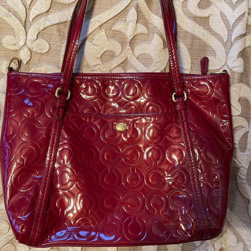 Red coach handbag